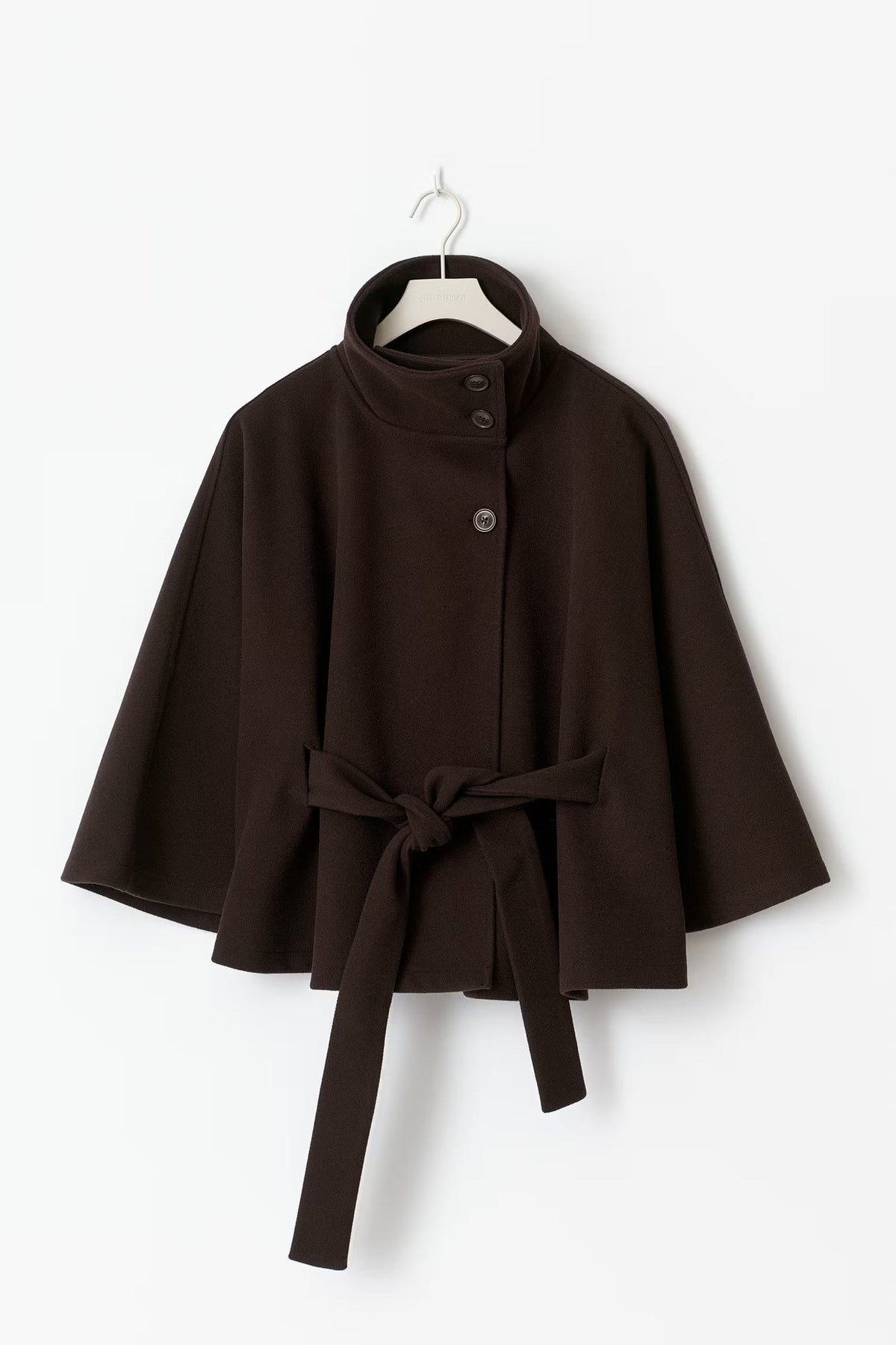 Manteau Cape Femme À Col Montant Et Ceinture Ajustable