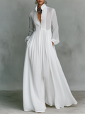 Robe Longue Femme En Coton Et Lin Col Montant Manches Longues