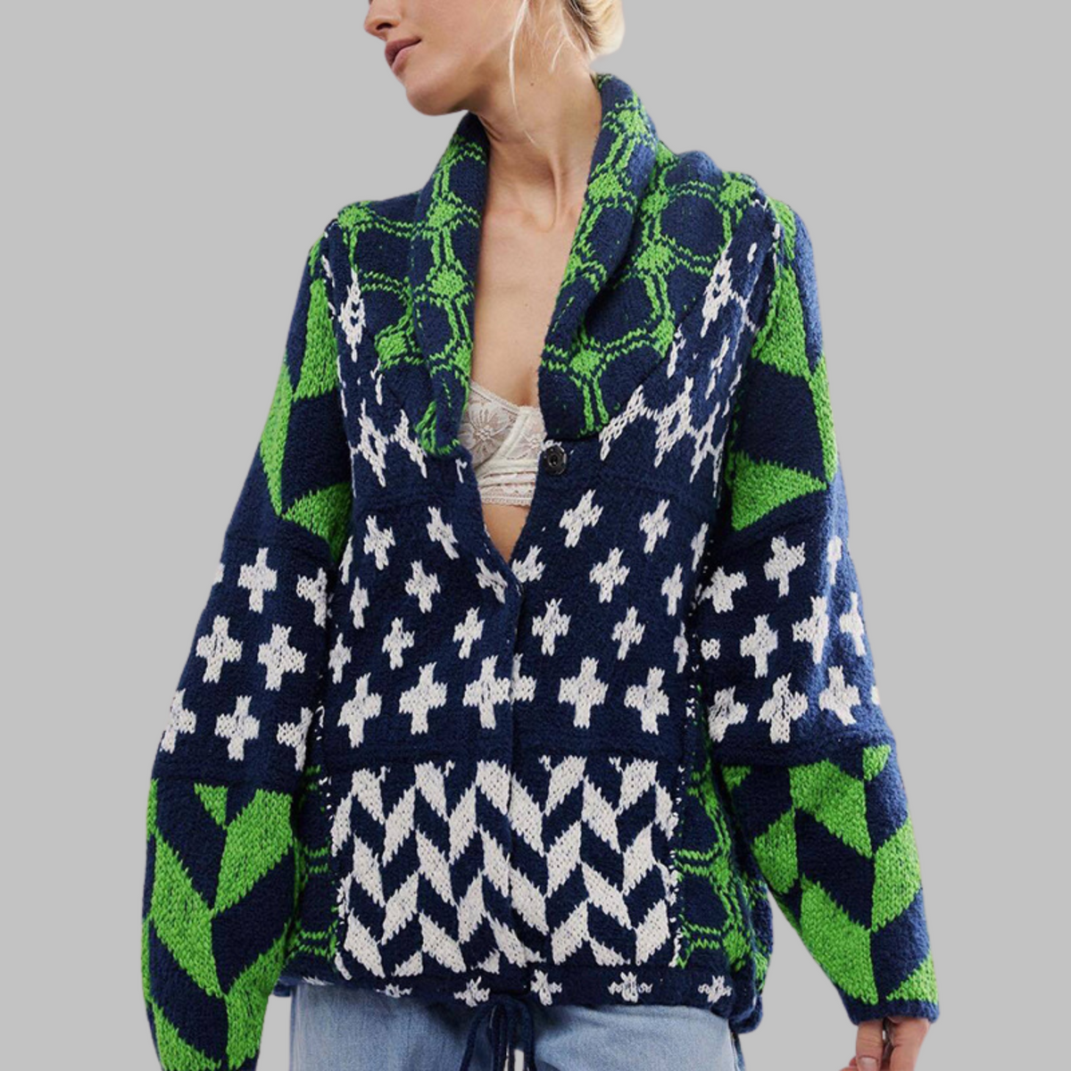 Cardigan boutonné coupe oversize intemporel pour femme