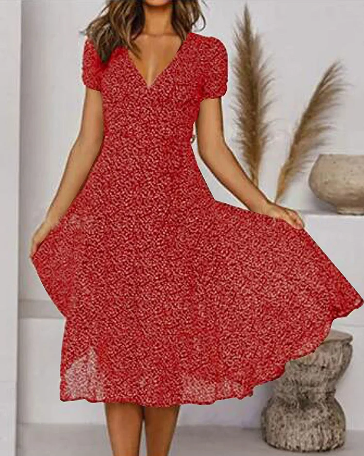 Robe Fleurie Femme En Mousseline Fluide Avec Col En V