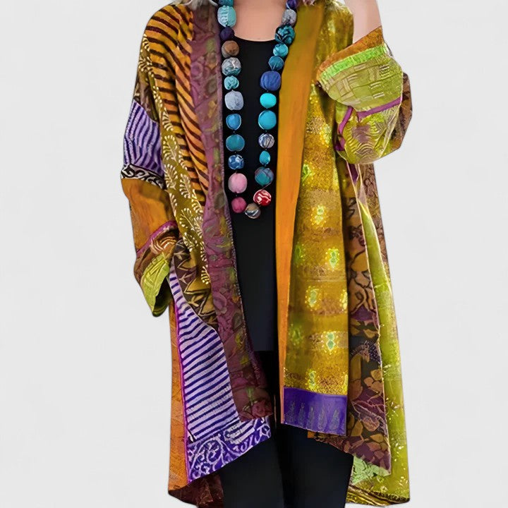 Cardigan long drapé à col raffiné pour femme