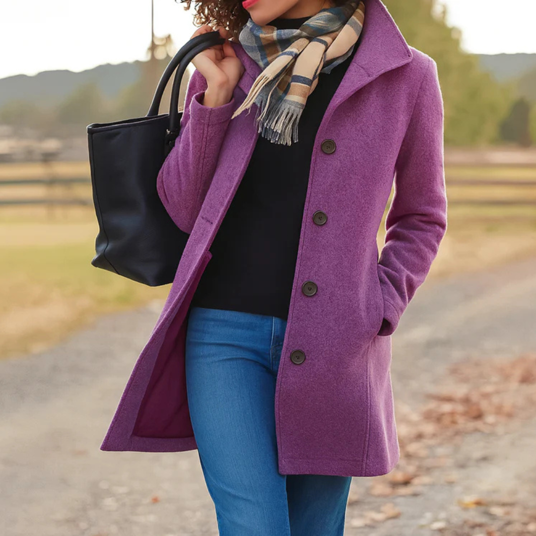 Manteau Femme Hiver À Coupe Droite Et Fermeture Boutons