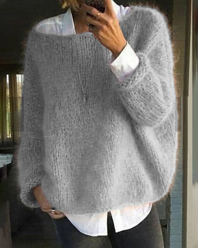 Pull Femme En Maille Tricotée À Col Rond Coupe Ajustée