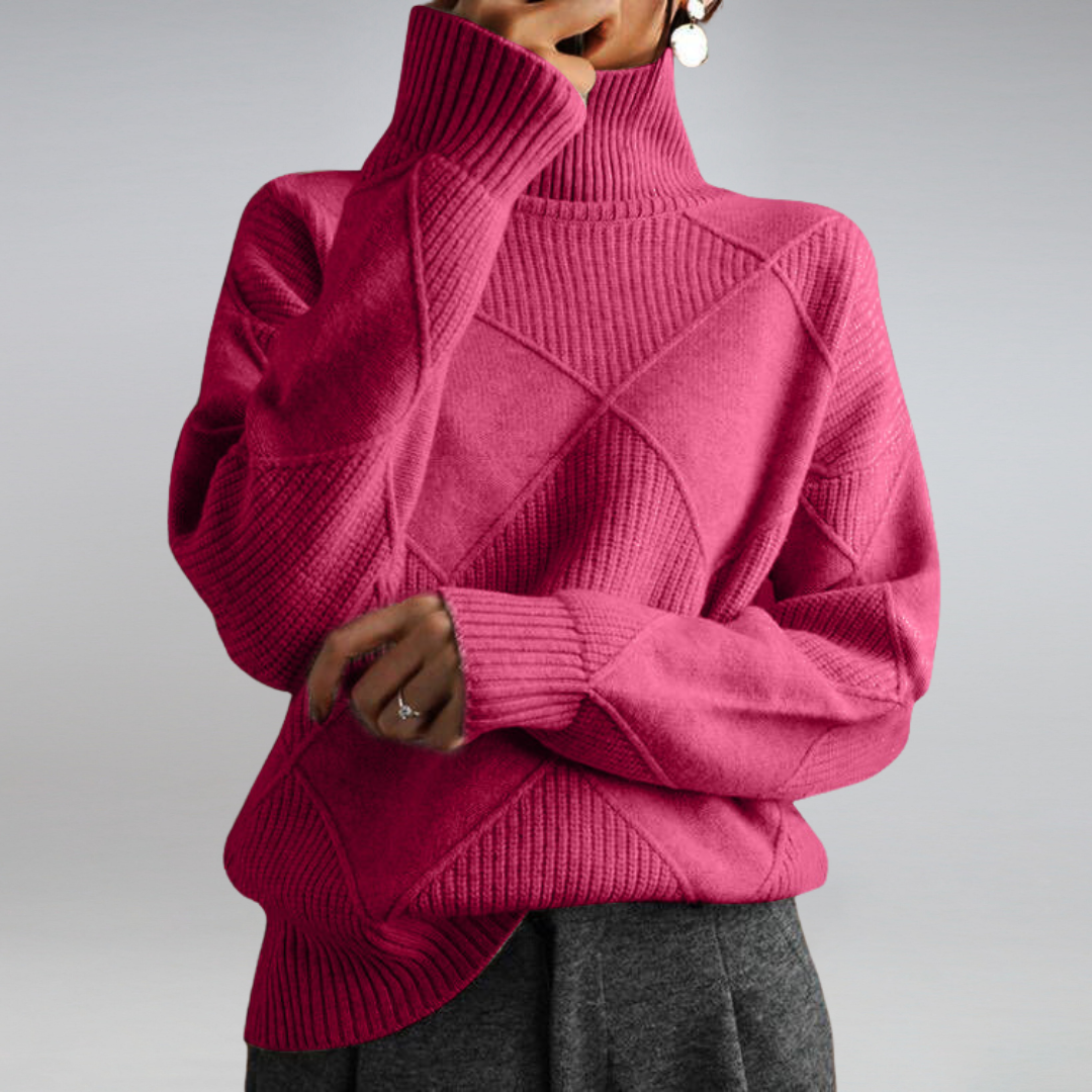 Pull Femme En Cachemire À Col Roulé Coupe Ajustée