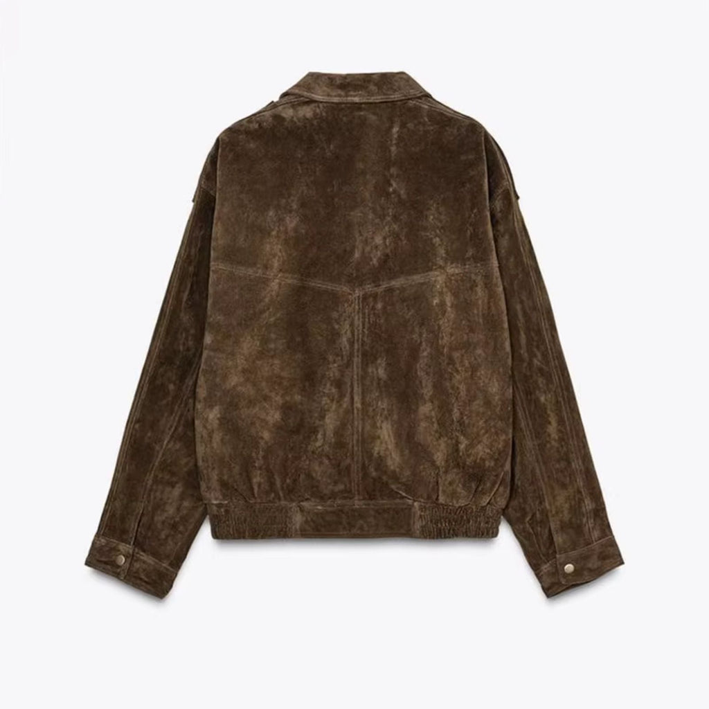 Veste Femme Oversize Effet Suédine À Col Classique