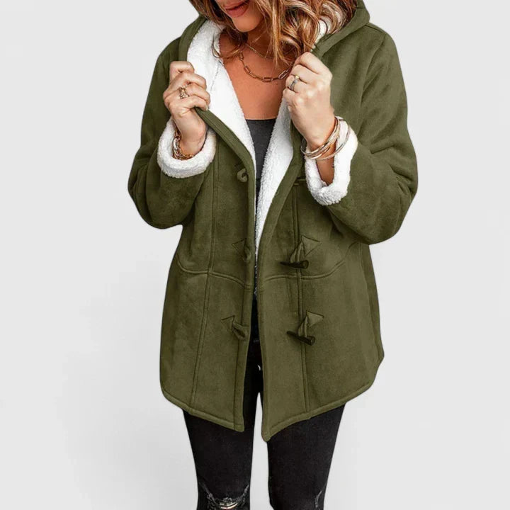 Manteau Femme Doublé Polaire À Capuche Et Brandebourgs