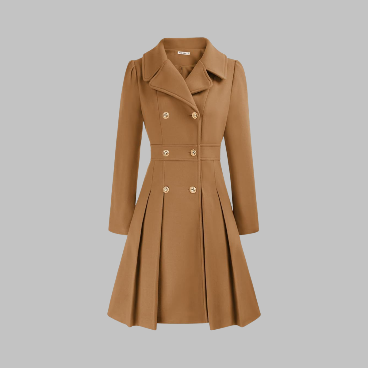 Manteau à double boutonnage et manches longues pour femme