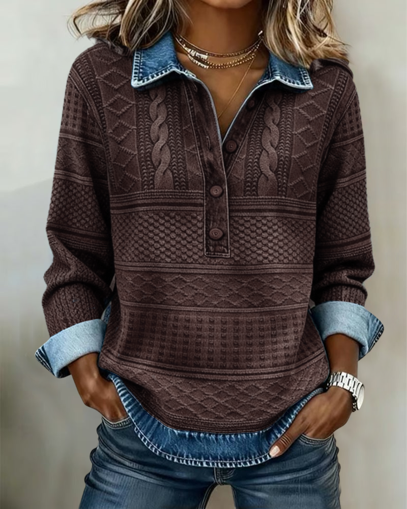 Sweat Femme À Col Polo Et Demi-Boutonnage