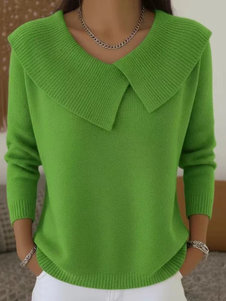 Pull Femme En Laine À Col Plissé Et Coupe Ample