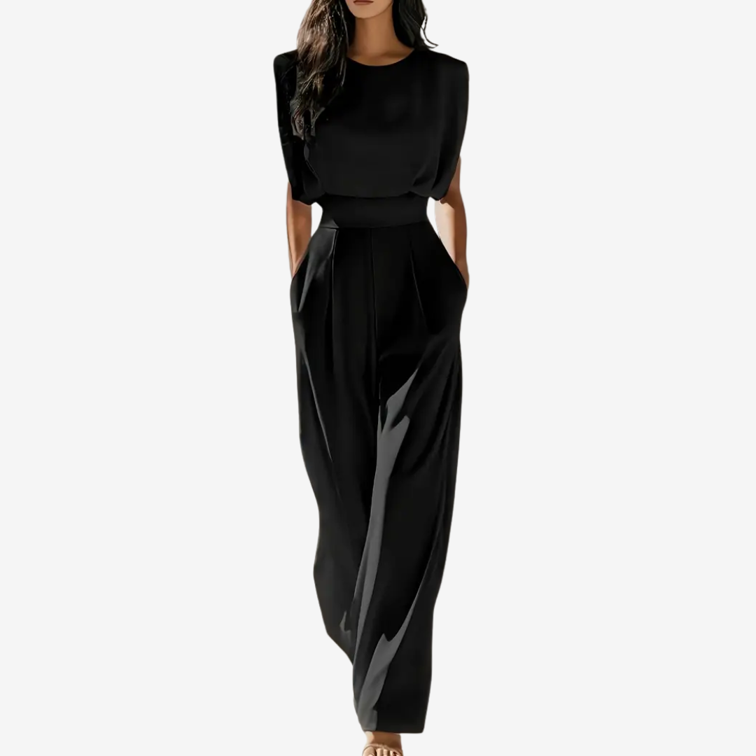 Combinaison Femme Fluide Avec Ceinture Coupe Minimaliste