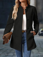 Manteau Femme Hiver Mi-Long Col Montant Coupe Structurée