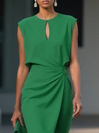 Robe Midi Femme Drapée À Décolleté Ouvert Et Coupe Ajustée