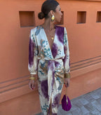 Robe Femme Décolleté En V Croisée Avec Ceinture Réglable