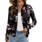 Blouson Aviateur Femme À Imprimé Fleuri Et Zip