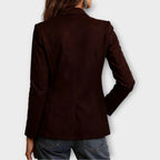 Blazer Femme En Daim Marron Coupe Ajustée Et Boutonnée