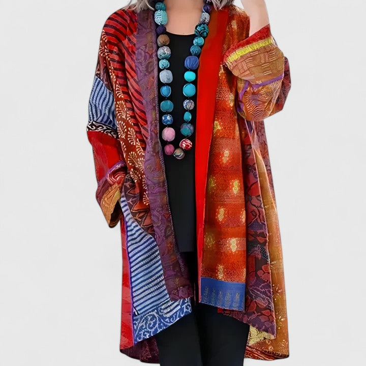 Cardigan long drapé à col raffiné pour femme