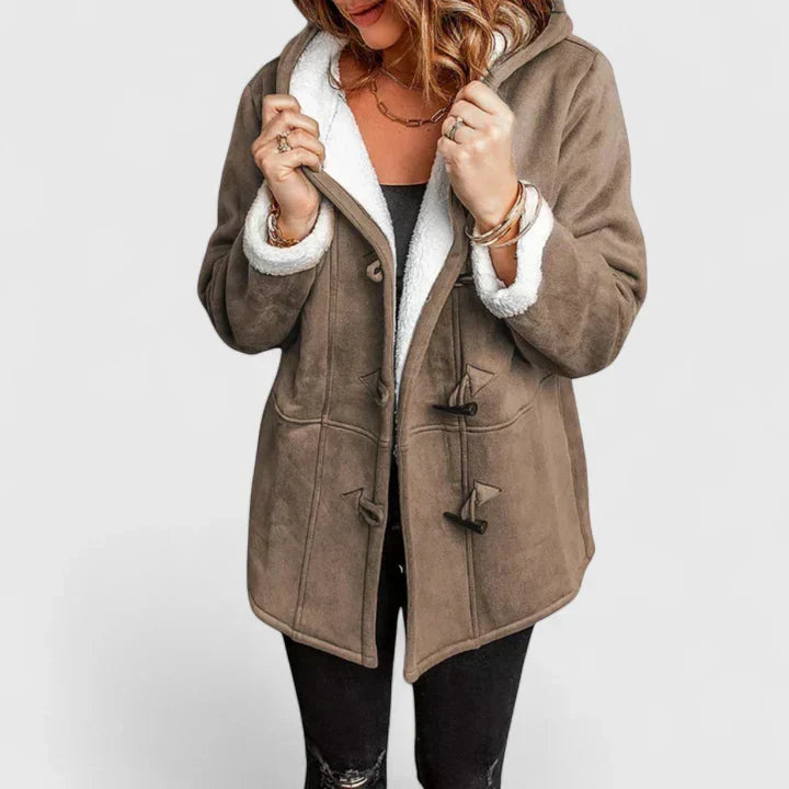 Manteau Femme Doublé Polaire À Capuche Et Brandebourgs