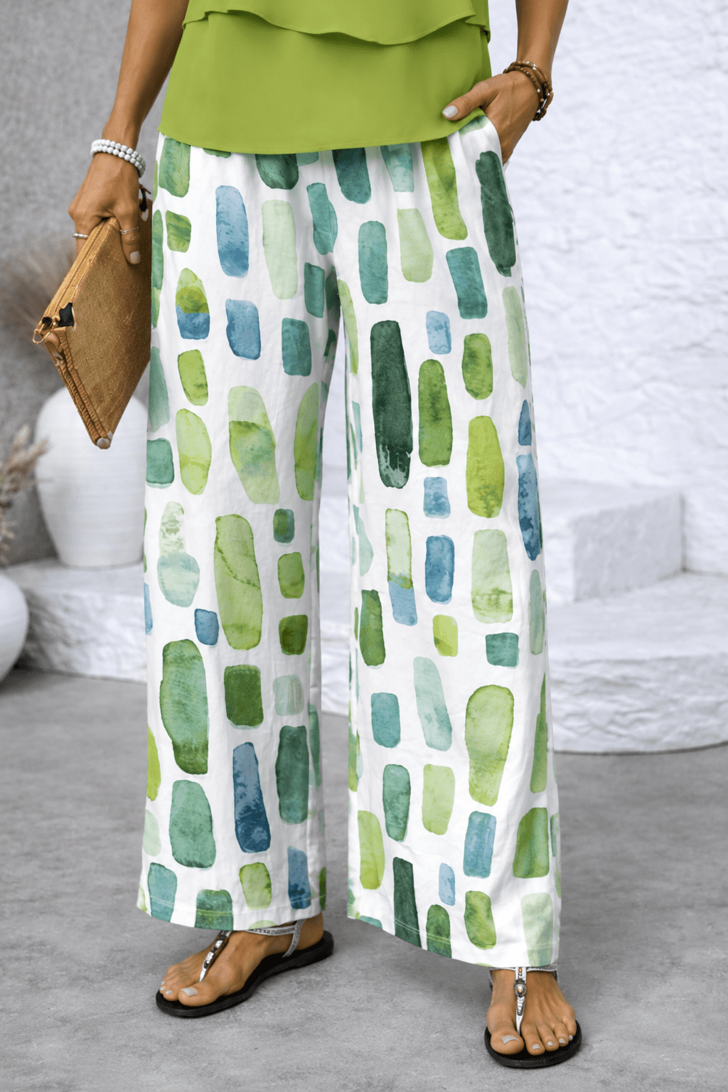 Ensemble d'été fluide à pantalon imprimé pour femme