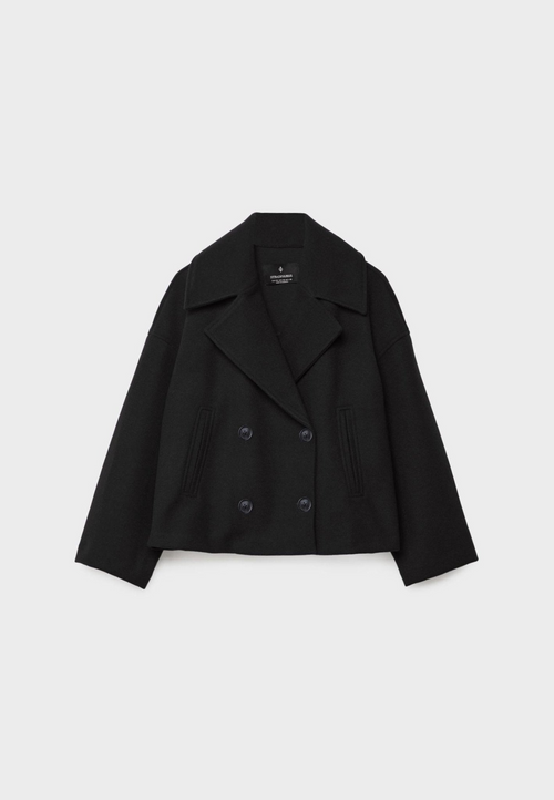 Blazer Court Femme À Revers Pointus Et Double Boutonnage
