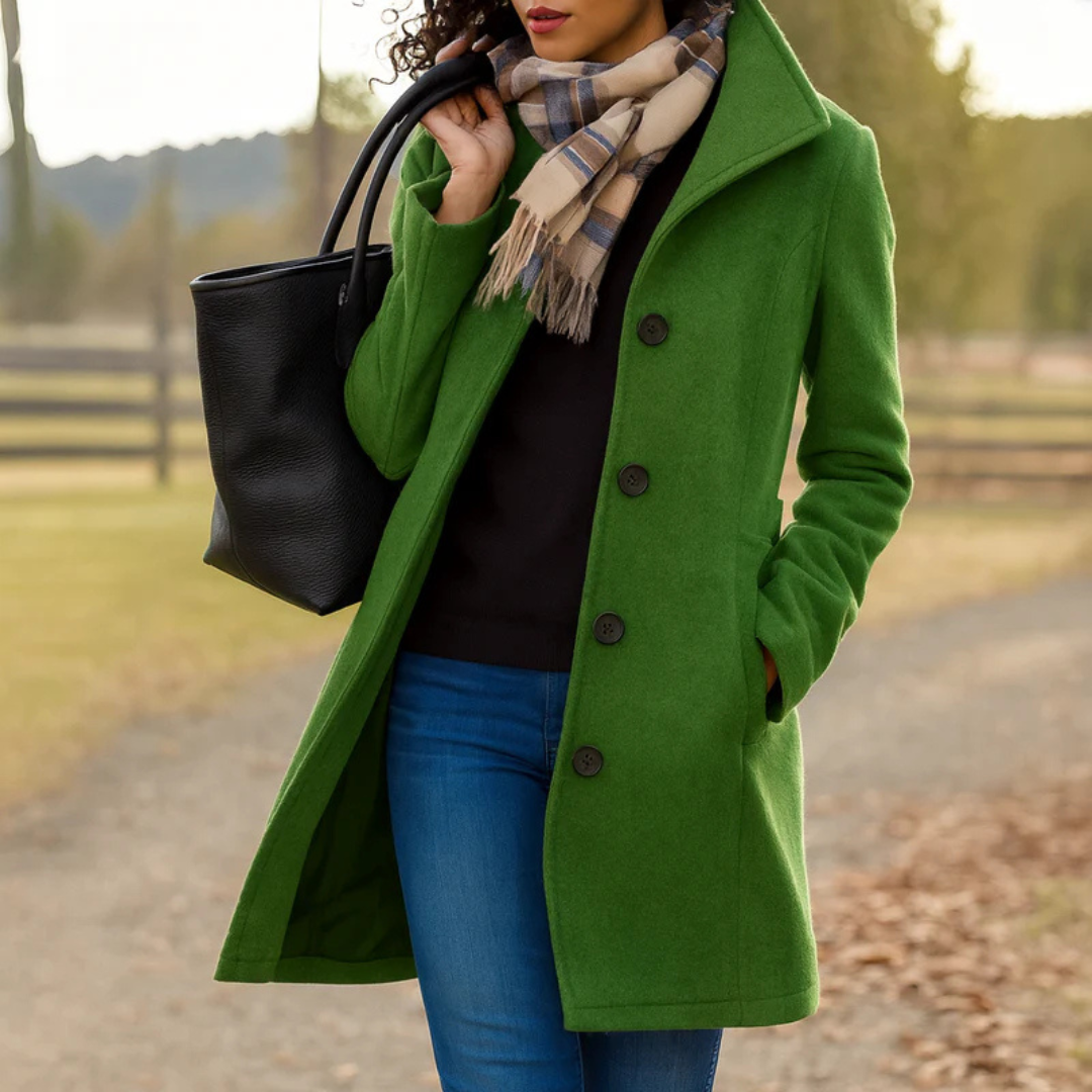 Manteau Femme Hiver À Coupe Droite Et Fermeture Boutons