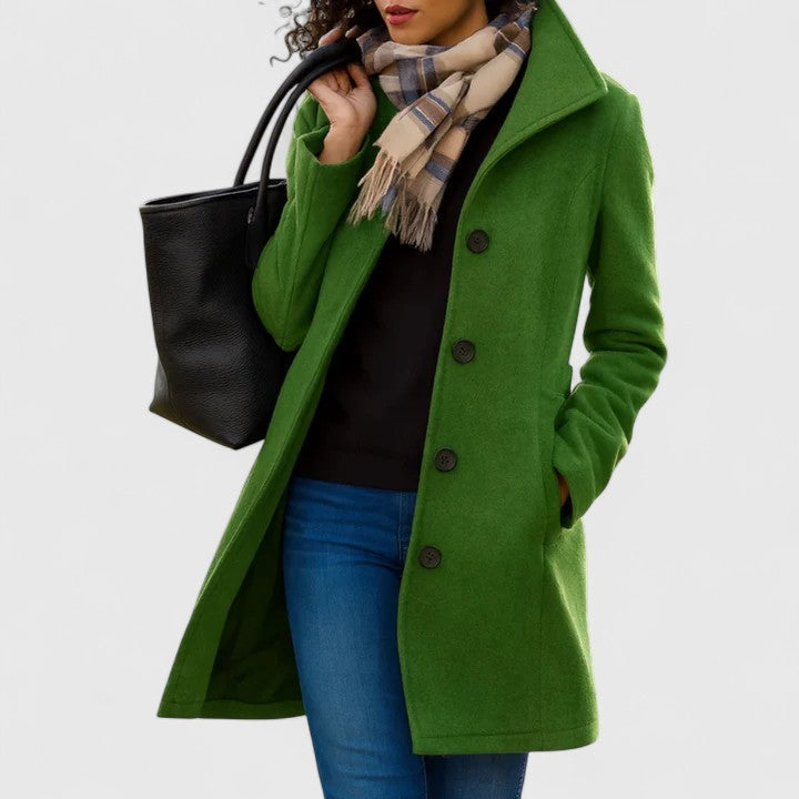 Manteau Long Femme Boutonné Coupe Décontractée