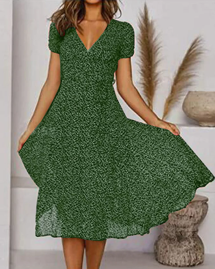 Robe Fleurie Femme En Mousseline Fluide Avec Col En V
