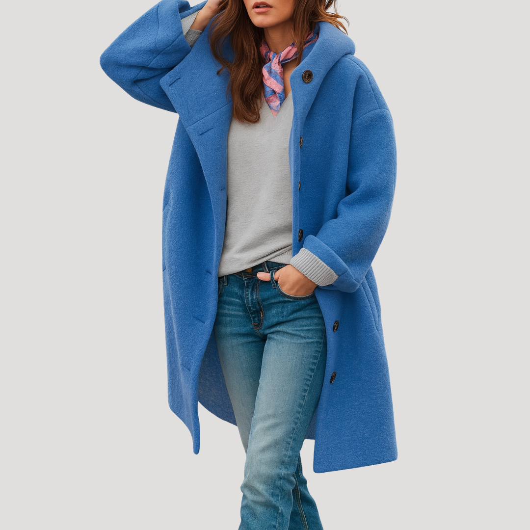 Manteau À Capuche Femme Mi-Long Boutonné Et Chaud