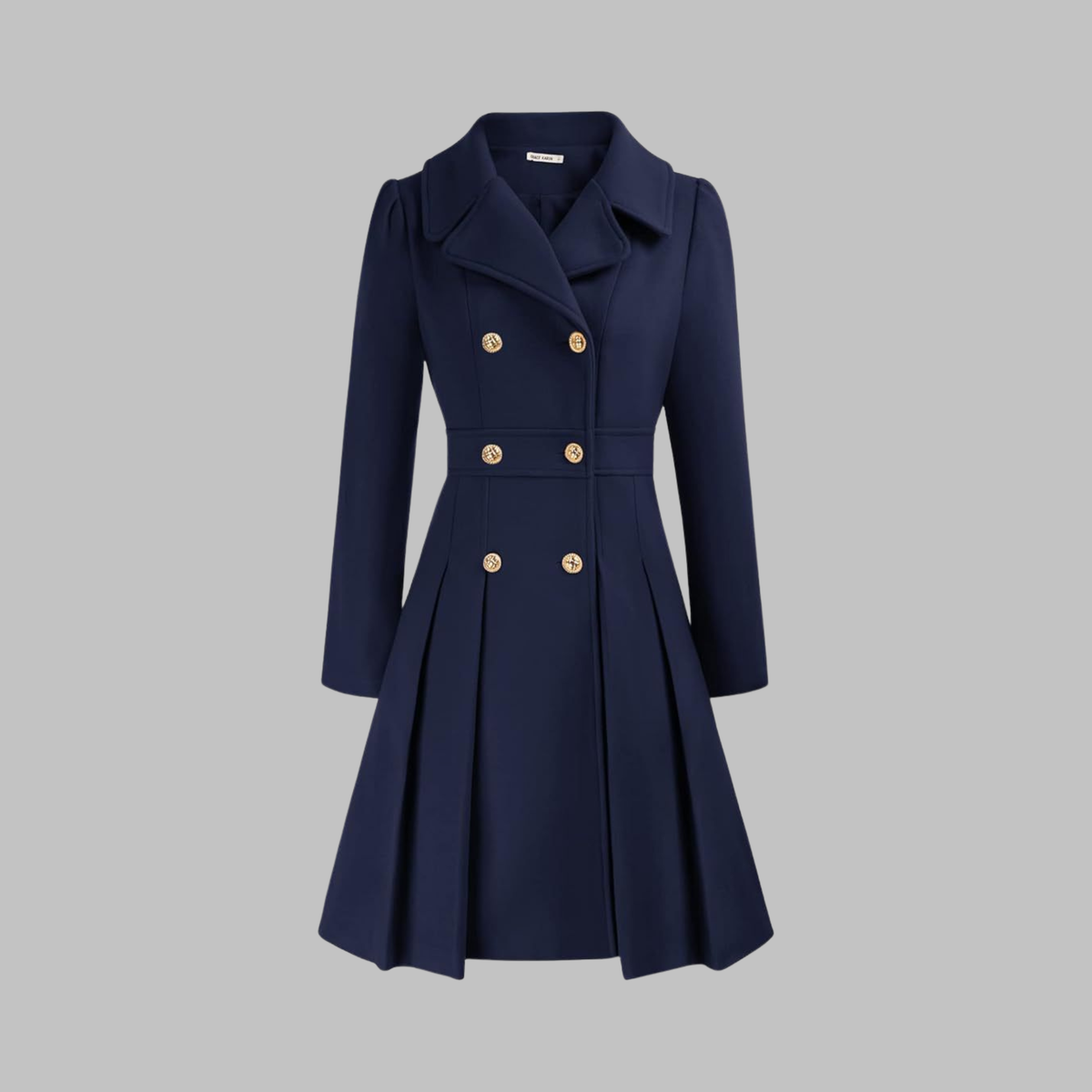 Manteau à double boutonnage et manches longues pour femme