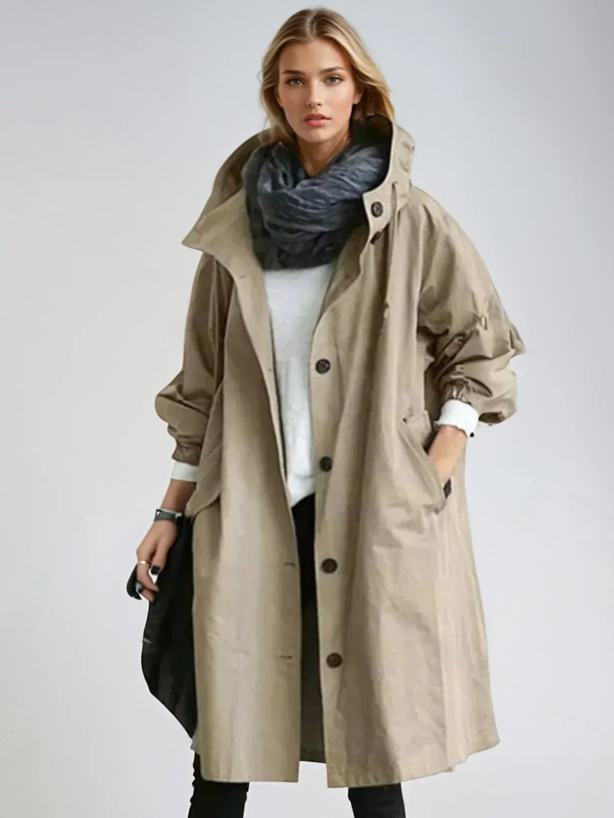 Veste de pluie légère à capuche et cordon pour femme