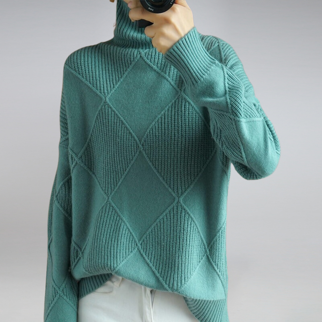 Pull Femme En Cachemire À Col Roulé Coupe Ajustée