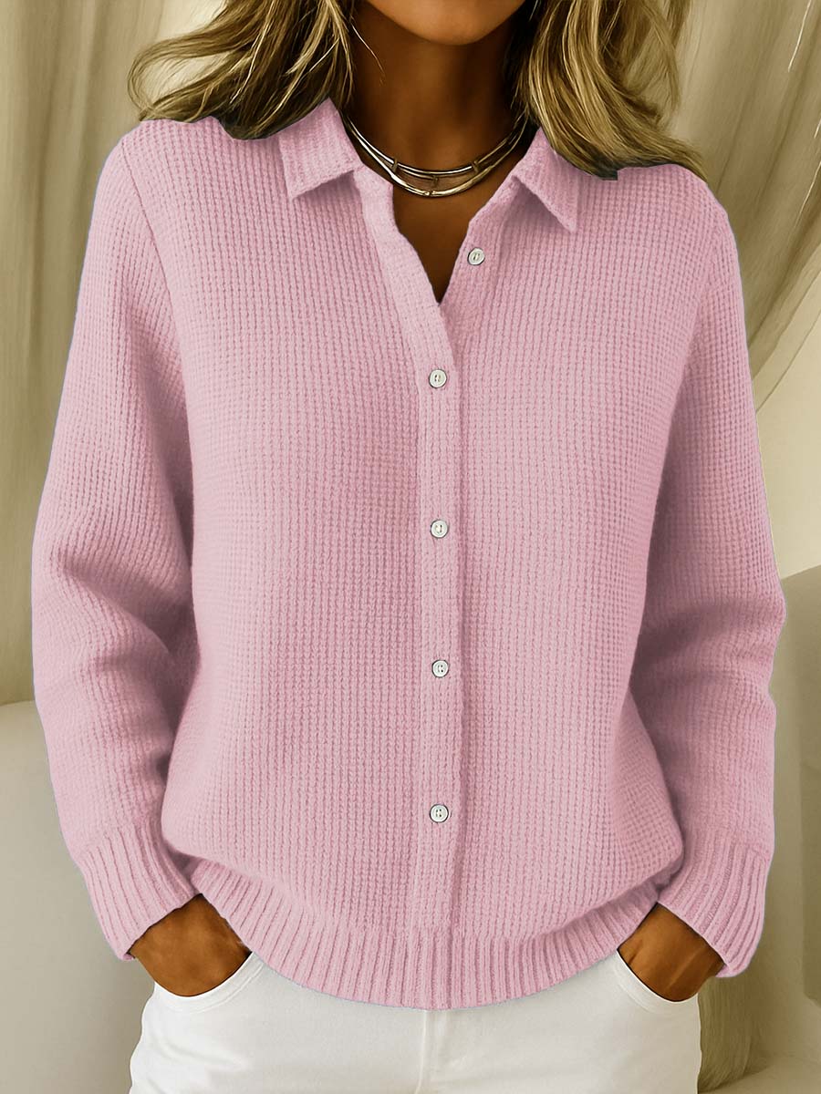 Cardigan Femme En Maille Douce Boutonné À Manches Longues