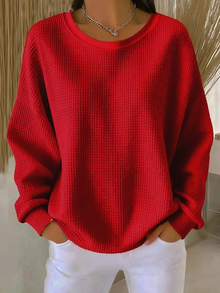 Pull Femme Oversize En Maille Gaufrée Douce Et Chaude