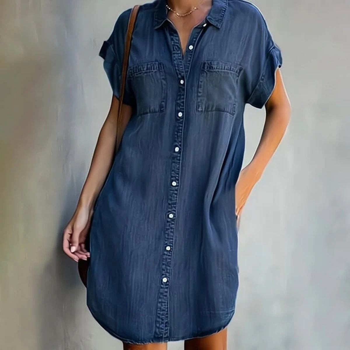 Robe En Jean Femme Col Structuré Coupe Flatteuse
