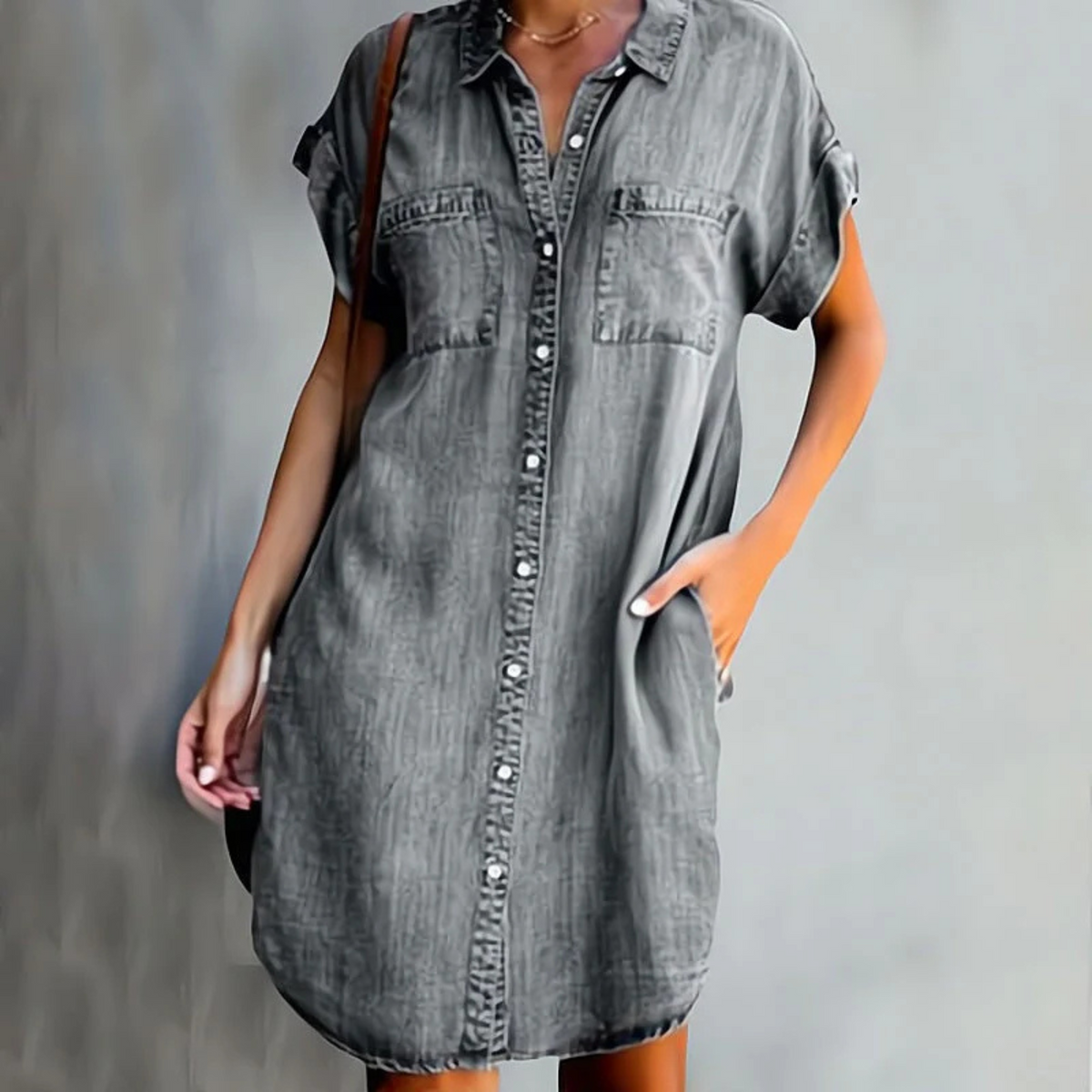 Robe En Jean Femme Col Structuré Coupe Flatteuse