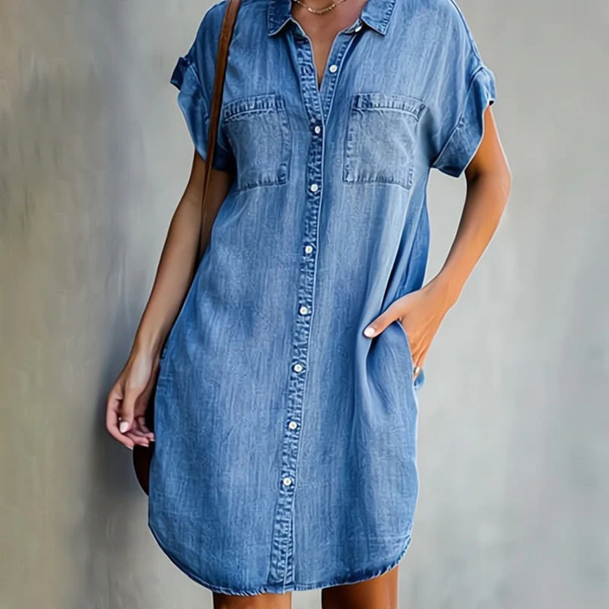 Robe En Jean Femme Col Structuré Coupe Flatteuse