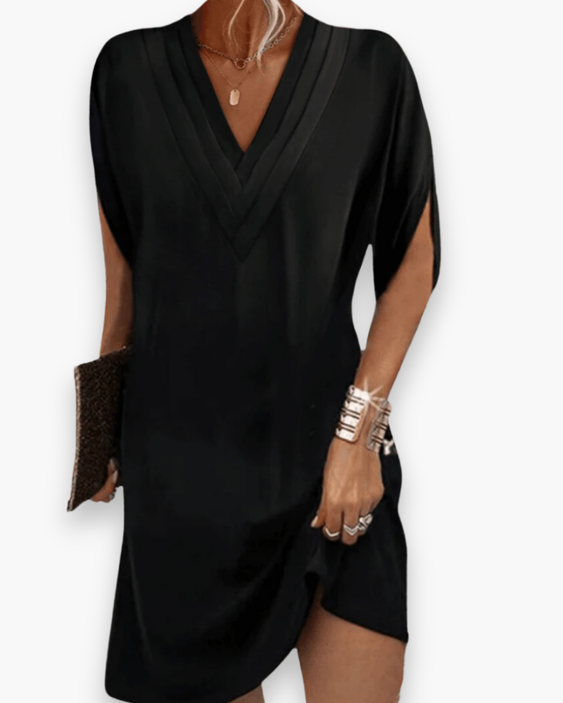 Robe Courte Femme Fluide Avec Col En V Pour L'Été