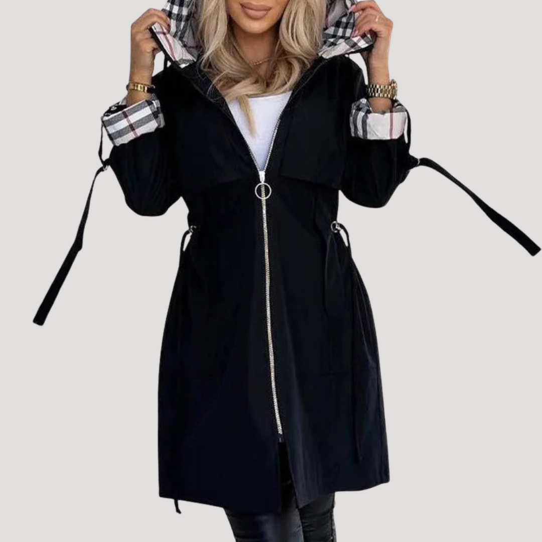 Manteau À Capuche Femme Long Ceinturé Décontracté