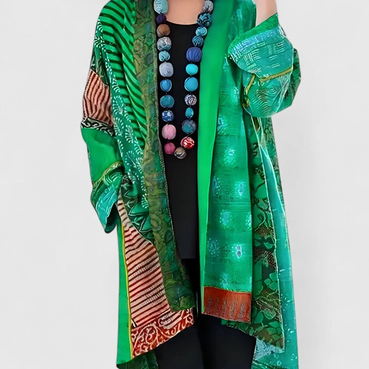Cardigan long drapé à col raffiné pour femme
