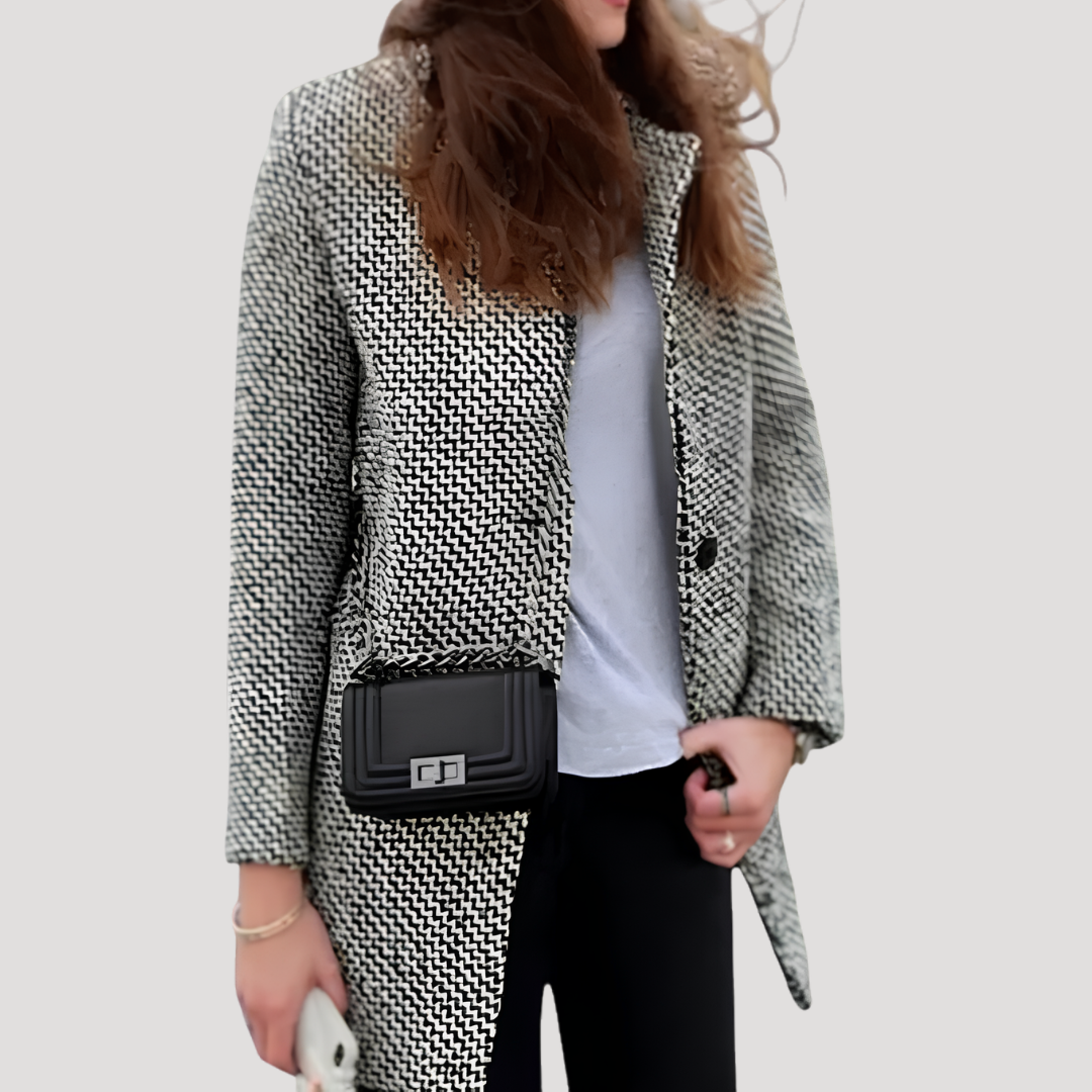 Manteau À Carreaux Femme Long Double Boutonnage