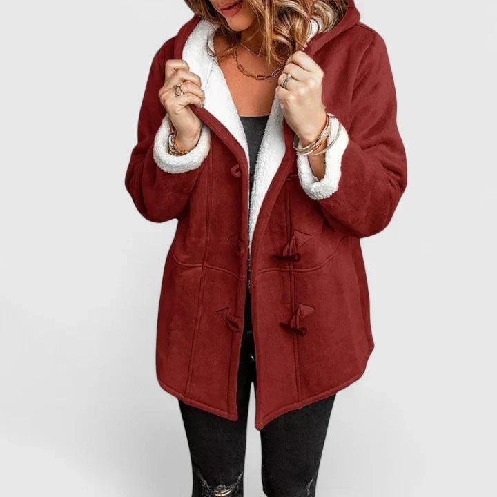 Manteau Femme Doublé Polaire À Capuche Et Brandebourgs