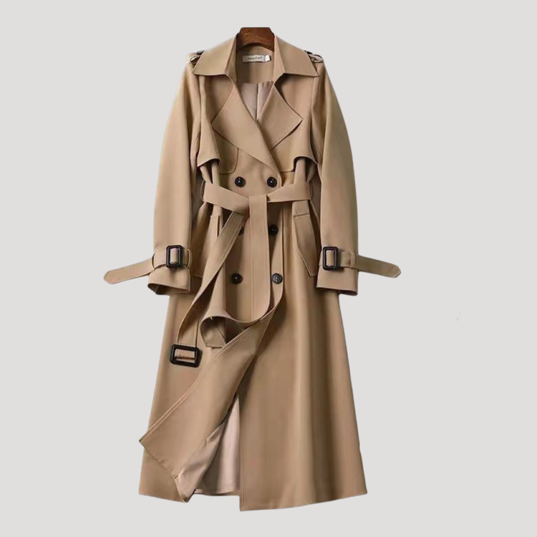 Trench Femme Long Ceinturé À Double Boutonnage