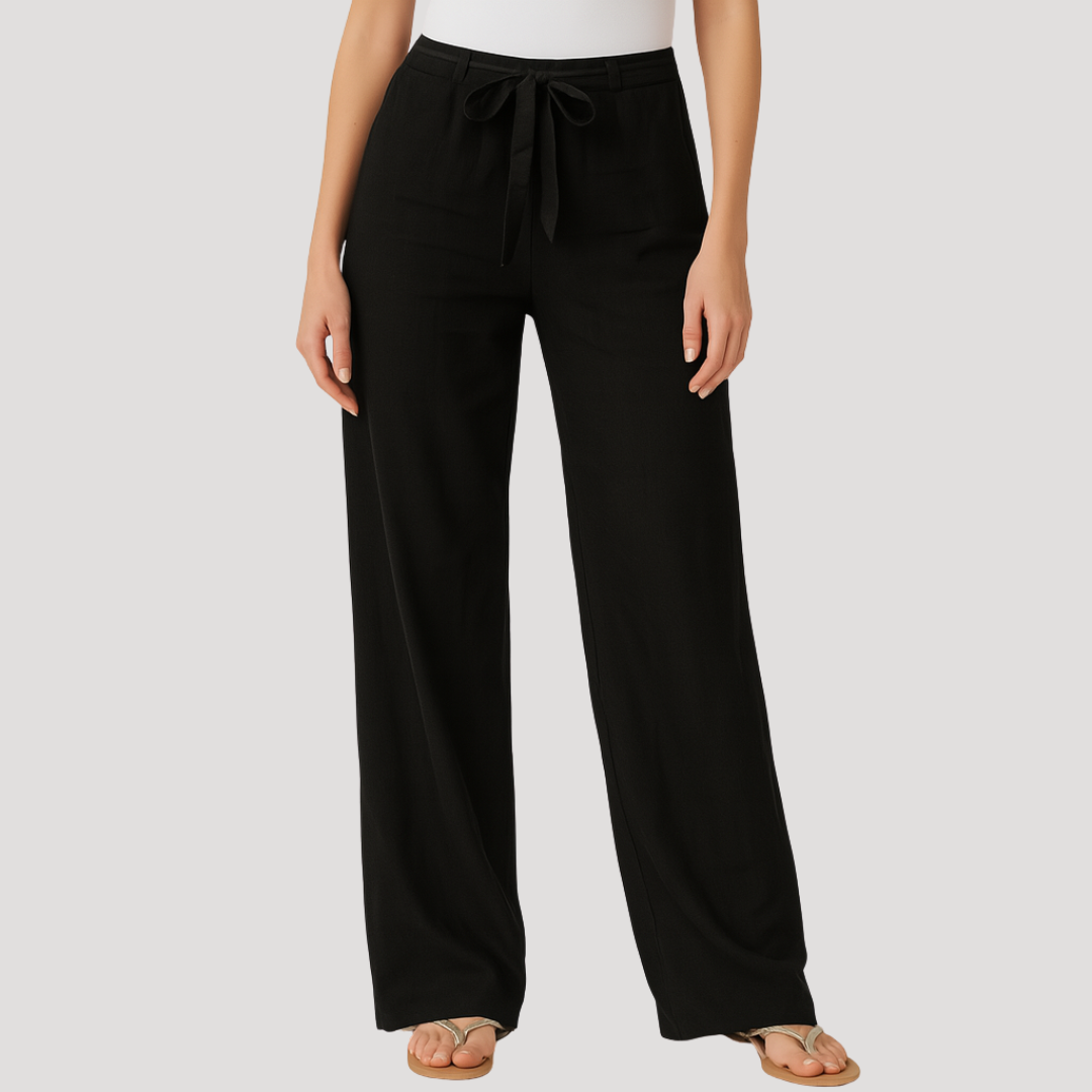 Pantalon Lin Femme Léger À Taille Élastiquée Et Poches