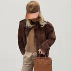 Veste Femme Oversize Effet Suédine À Col Classique