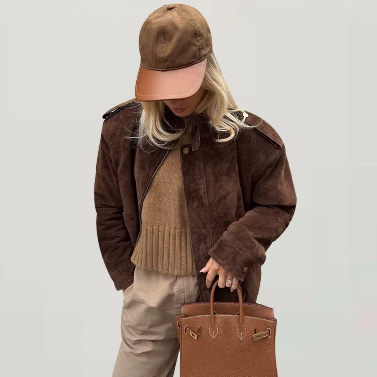 Veste Femme Oversize Effet Suédine À Col Classique