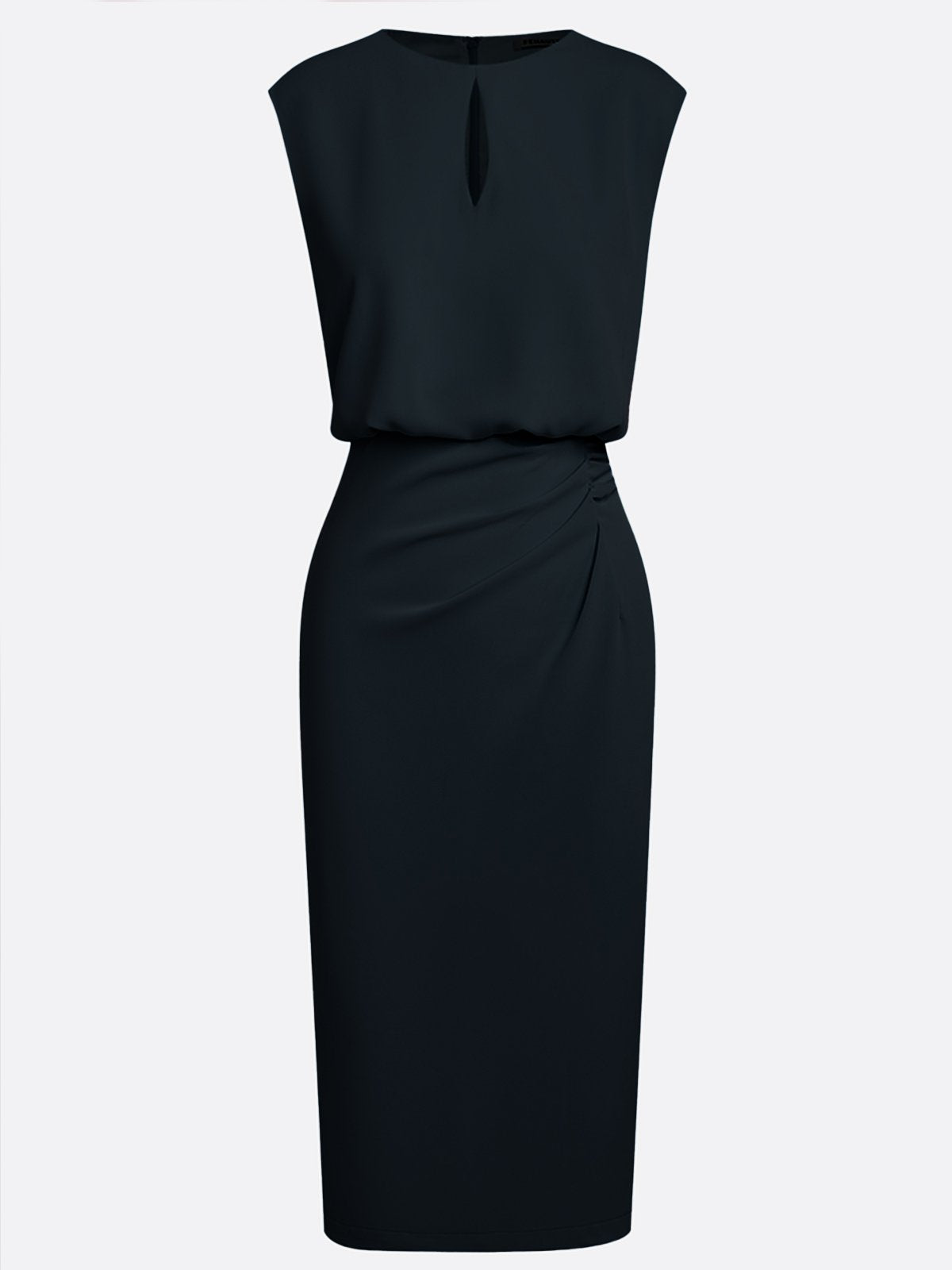 Robe Midi Femme Drapée À Décolleté Ouvert Et Coupe Ajustée