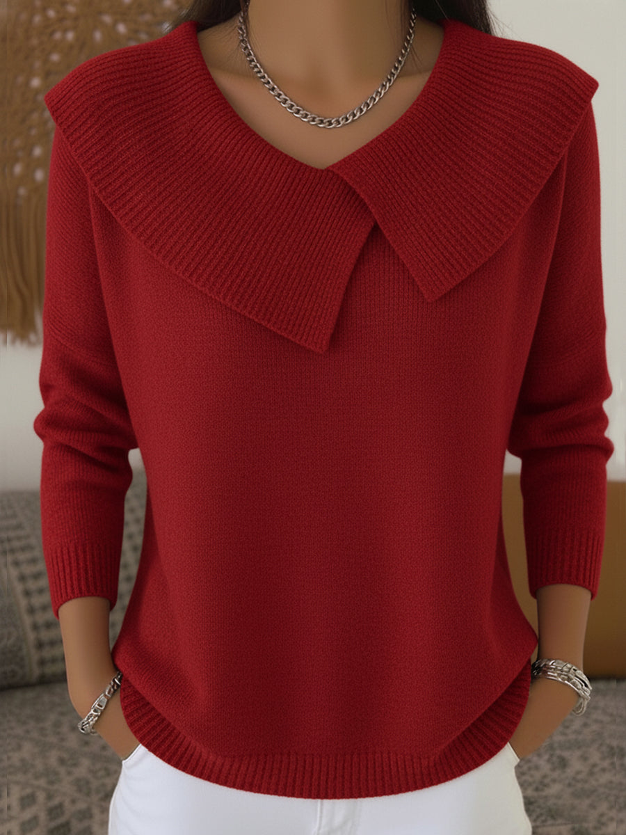 Pull Femme En Laine À Col Plissé Et Coupe Ample
