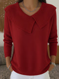 Pull Femme En Maille À Col Côtelé Manches Longues