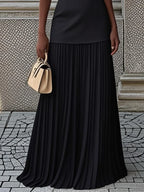Robe longue plissée sans manches pour femme
