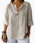 Blouse Femme Fluide Ample À Col V Et Coupe Décontractée