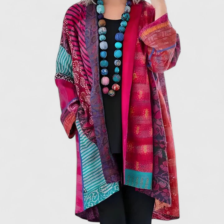 Cardigan long drapé à col raffiné pour femme